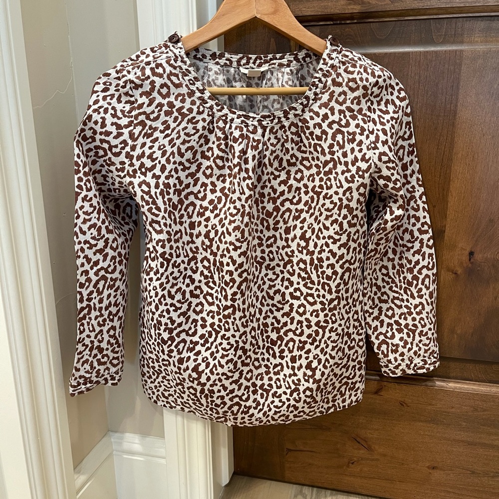 J. Crew animal print linen top 3/4 sleeve